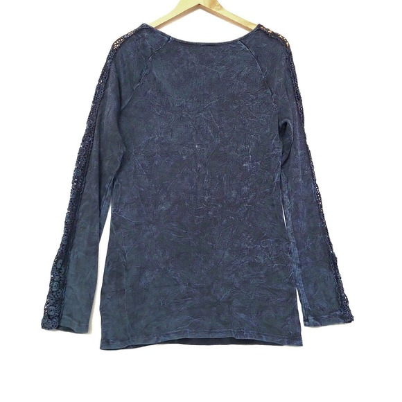 Cowgirl Hardware Waffle Knit Western Rhinestone Lace Long Sleeve Tee Size XXL - Picture 2 of 9